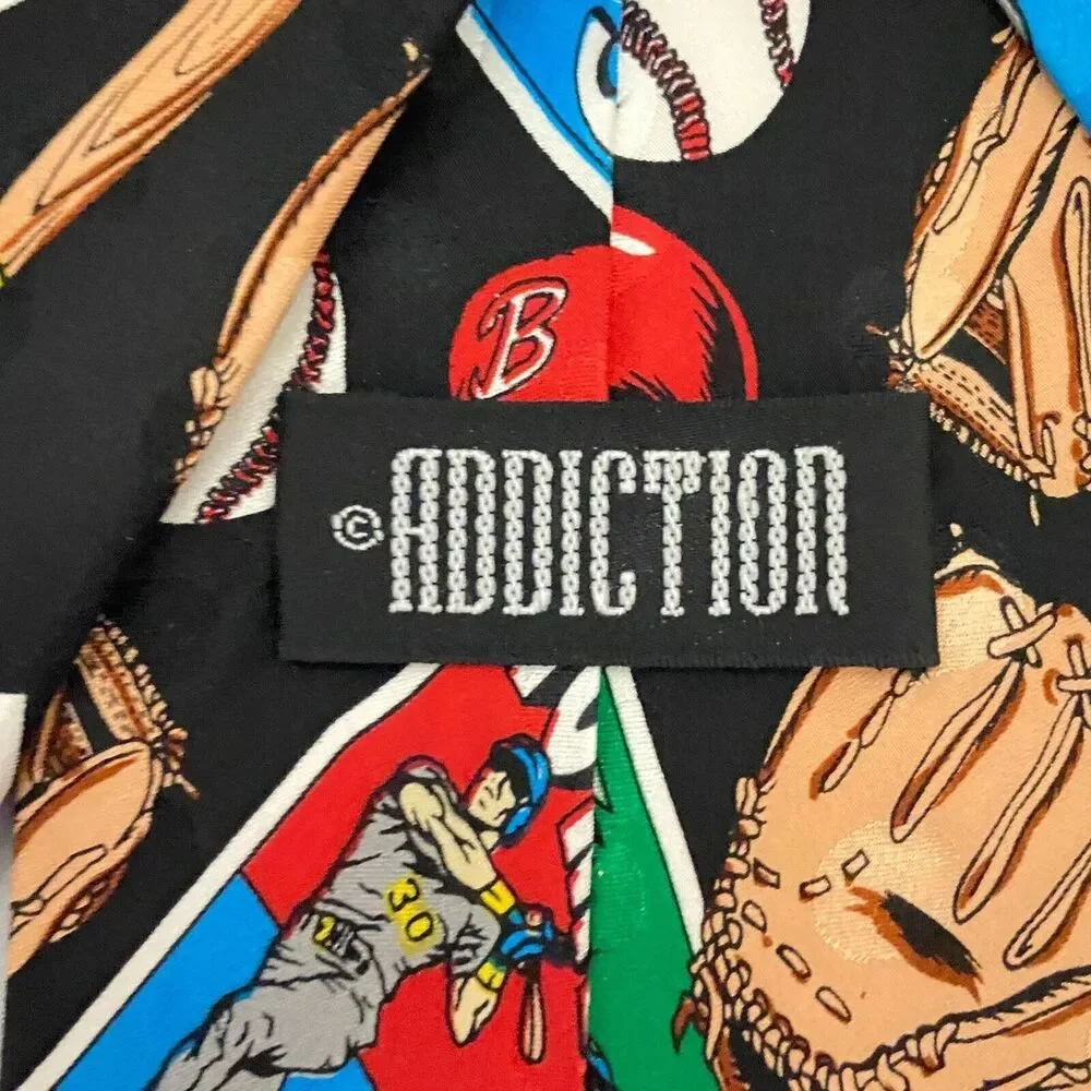 #5587 Addiction Men's Vintage Novelty Sports Baseball Necktie, Tie 58X4